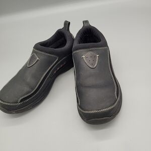 Lands End Shoes Women's 7 D All Weather Black Leather Slip-On Moc Comfort